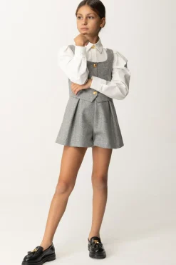 Elisabetta Franchi Bambina Tuta Corta In Lana con Inserto CamiciaAVORIO/STEEL