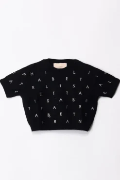 Elisabetta Franchi Bambina Maglia con Logo In StrassBLACK/CRYSTAL