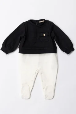 Elisabetta Franchi Bambina Tutina In Felpa con Logo EmbossedBLACK/IVORY