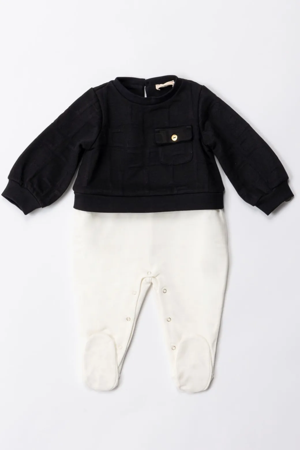 Elisabetta Franchi Bambina Tutina In Felpa con Logo EmbossedBLACK/IVORY