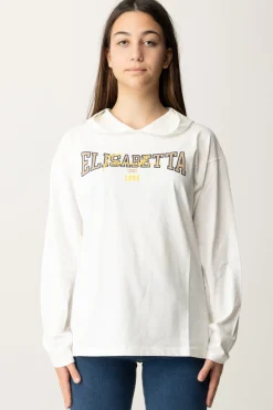 Elisabetta Franchi Bambina T-shirt Manica Lunga con CappuccioAVORIO/CAMEL-NAVY-MIMOSA