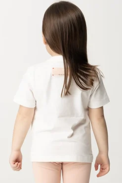 Elisabetta Franchi Bambina T-shirt con Ricamo Di Strass e PerleLIGHT CREAM