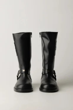 Elisabetta Franchi Bambina Stivali con Scudetto Logo CcNERO