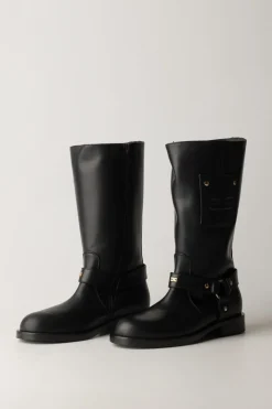 Elisabetta Franchi Bambina Stivali con Scudetto Logo CcNERO