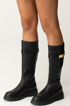 Elisabetta Franchi Bambina Stivali con Cinghietta LogataNERO