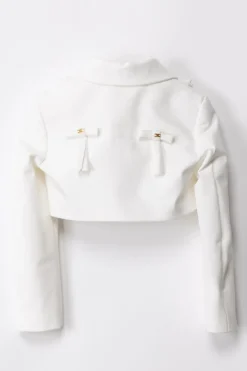 Elisabetta Franchi Bambina Giacca con Fiocchetti Su RetroLIGHT CREAM