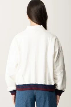 Elisabetta Franchi Bambina Felpa con Bottoni con Logo CollegeAVORIO/RIC