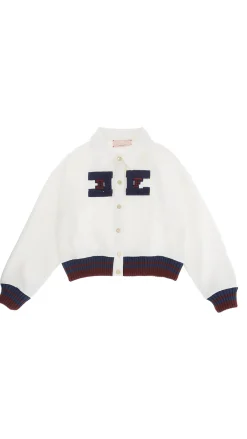 Elisabetta Franchi Bambina Felpa con Bottoni con Logo CollegeAVORIO/RIC