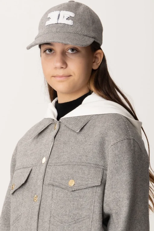 Elisabetta Franchi Bambina Cappello Da Baseball In Lana con LogoGRIGIO CHIARO/GRIGIO MEDIO