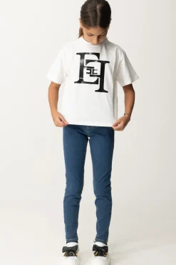 Elisabetta Franchi Bambina T-shirt con Maxi Stampa EfAVORIO STAMPA NERA