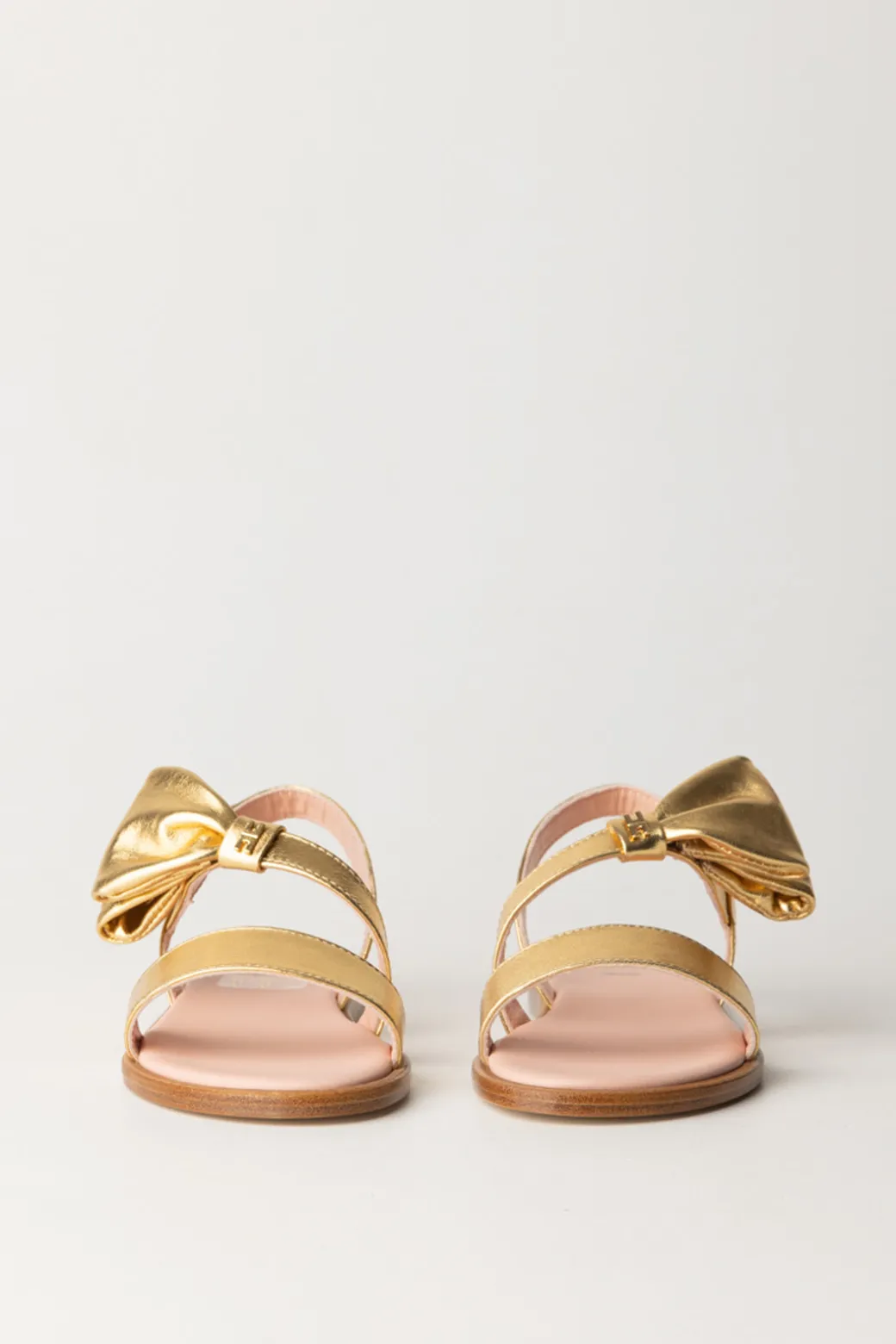 Elisabetta Franchi Bambina Sandali Flat Laminati con FioccoGOLD