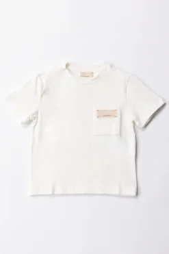 Elisabetta Franchi Bambina T-shirt con Taschino e LogoLIGHT CREAM