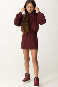 Elisabetta Franchi Bambina Abito Felpa con Cappuccio e Ricamo StemmaROUGE NOIR