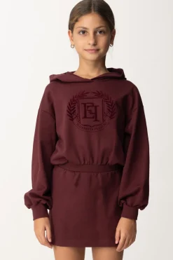 Elisabetta Franchi Bambina Abito Felpa con Cappuccio e Ricamo StemmaROUGE NOIR