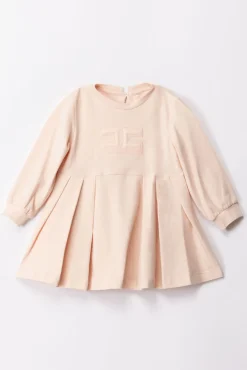 Elisabetta Franchi Bambina Abito Gonna a Pieghe e Logo EmbossedPORCELAIN