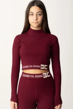 Elisabetta Franchi Bambina Maglia Corpino con Collo DolcevitaROUGE NOIR / BURRO