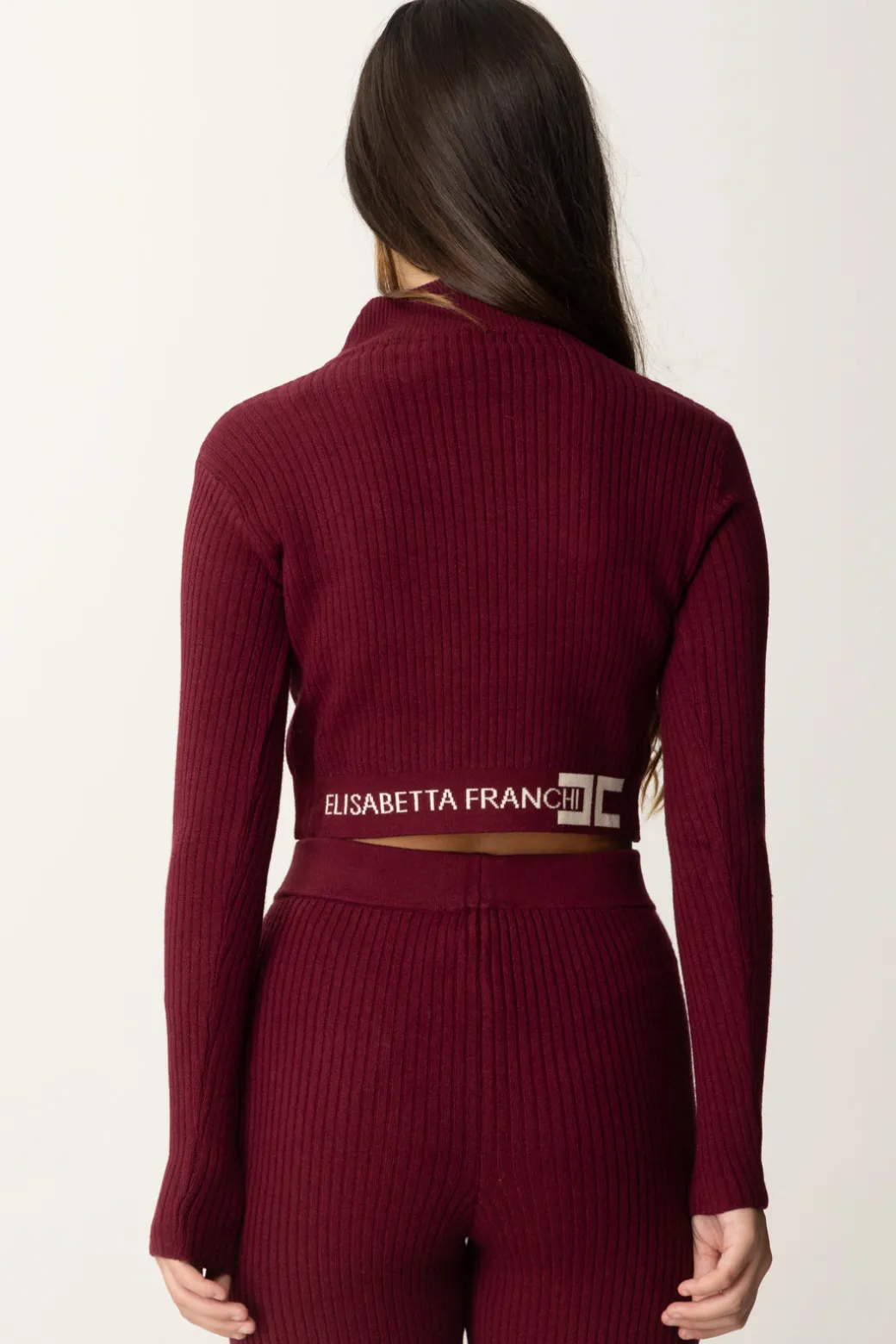 Elisabetta Franchi Bambina Maglia Corpino con Collo DolcevitaROUGE NOIR / BURRO