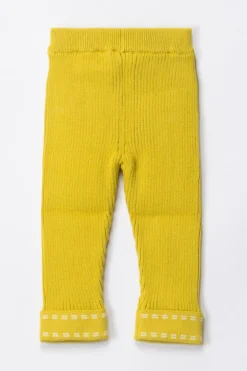 Elisabetta Franchi Bambina Leggings Tricot con Ricamo LogoCEDAR/IVORY