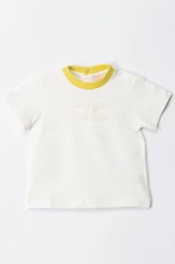 Elisabetta Franchi Bambina T-shirt con Colletto a Contrasto e LogoCEDAR/IVORY