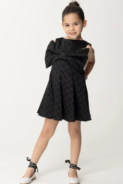 Elisabetta Franchi Bambina Abito In Raso con Maxi FioccoBLACK