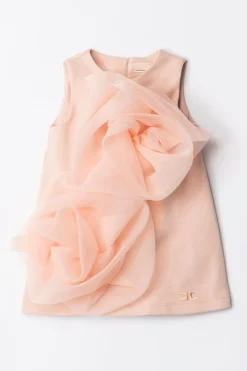 Elisabetta Franchi Bambina Abito In Felpa con Maxi RoseDESERT ROSES