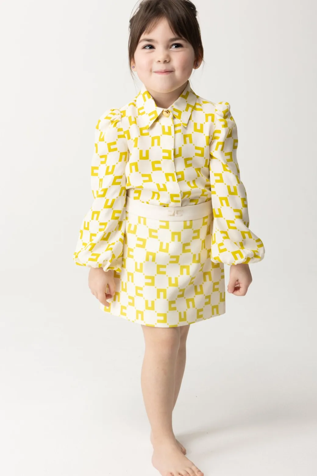 Elisabetta Franchi Bambina Camicetta In Viscosa con Stampa LogoBUTTER/CEDAR