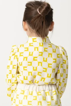 Elisabetta Franchi Bambina Camicetta In Viscosa con Stampa LogoBUTTER/CEDAR