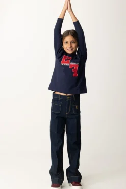 Elisabetta Franchi Bambina Jeans con Placca Logo a ScudettoBLUE DENIM