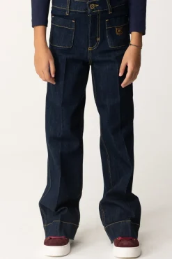 Elisabetta Franchi Bambina Jeans con Placca Logo a ScudettoBLUE DENIM