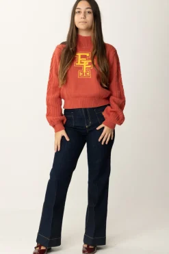 Elisabetta Franchi Bambina Jeans con Placca Logo a ScudettoBLUE DENIM