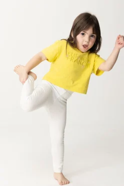 Elisabetta Franchi Bambina Leggings con Logo Cc RicamatoLIGHT CREAM