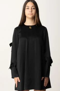Elisabetta Franchi Bambina Abito In Crepe Satin con FiocchiNERO
