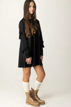 Elisabetta Franchi Bambina Abito In Crepe Satin con FiocchiNERO