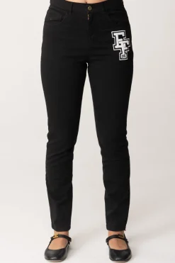 Elisabetta Franchi Bambina Denim Skinny con Patch LogoNERO