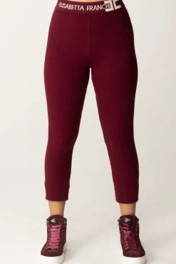 Elisabetta Franchi Bambina Leggings In Viscosa con Logo In VitaROUGE NOIR / BURRO