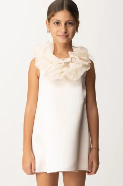 Elisabetta Franchi Bambina Abito In Duchesse con Colletto VolantLATTICE