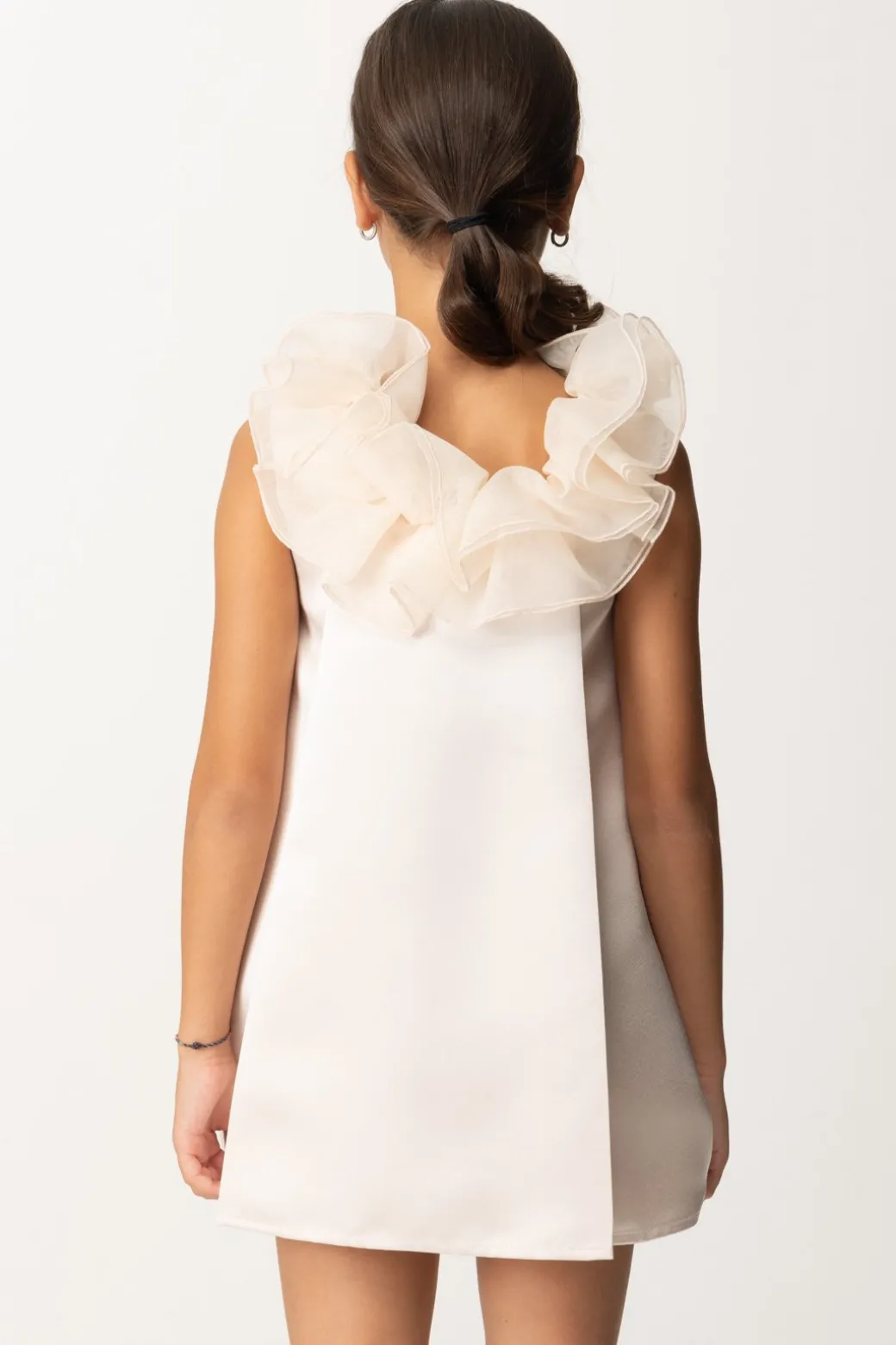 Elisabetta Franchi Bambina Abito In Duchesse con Colletto VolantLATTICE