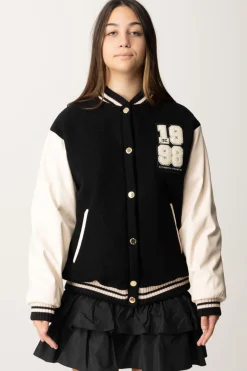 Elisabetta Franchi Bambina Bomber Bicolore con Patch 1998NERO-BURRO