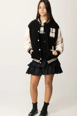 Elisabetta Franchi Bambina Bomber Bicolore con Patch 1998NERO-BURRO