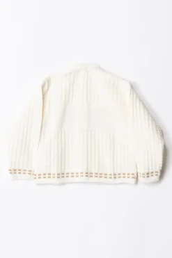 Elisabetta Franchi Bambina Cardigan Tricot con Logo RicamatoIVORY/SAND
