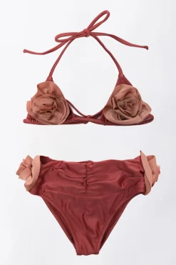 Elisabetta Franchi Bambina Bikini con Applicazione RoseDARK ROSE/DESERT ROSE