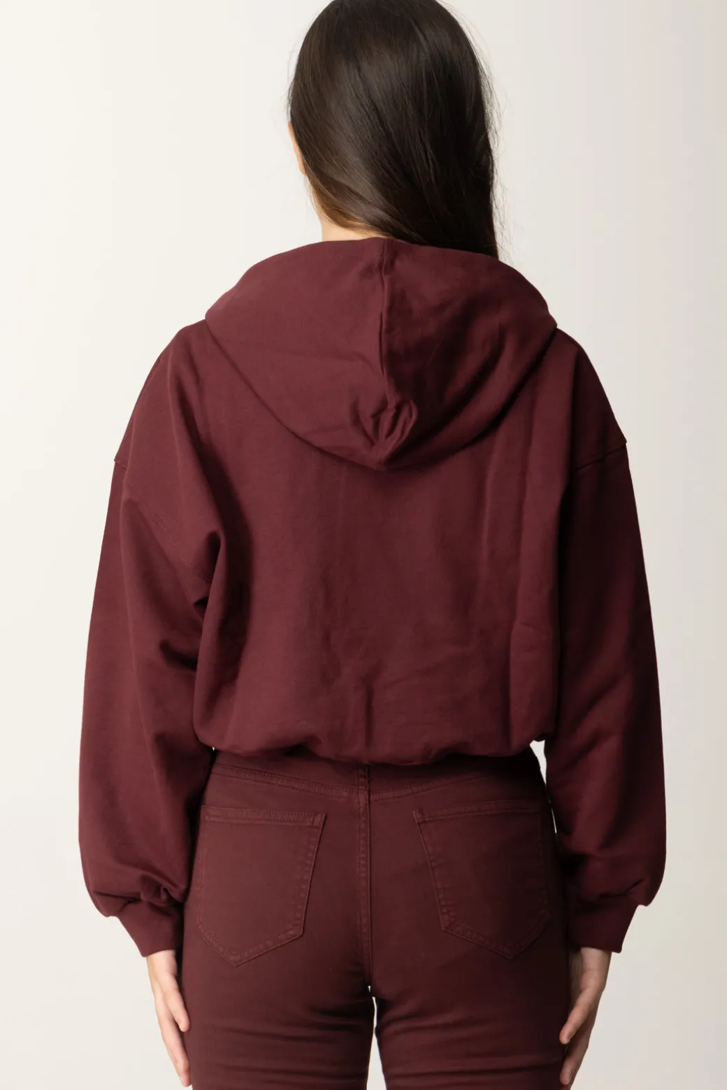 Elisabetta Franchi Bambina Felpa Crop con Ricamo LogoROUGE NOIR