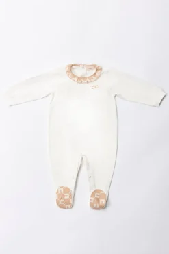 Elisabetta Franchi Bambina Tutina con Dettagli Logati a ContrastoST. NUDE-BURRO/IVORY