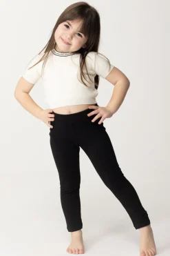 Elisabetta Franchi Bambina T-shirt Tricot con Girocollo LogatoBUTTER/BLACK