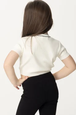 Elisabetta Franchi Bambina T-shirt Tricot con Girocollo LogatoBUTTER/BLACK