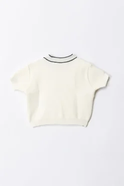Elisabetta Franchi Bambina T-shirt Tricot con Girocollo LogatoBUTTER/BLACK
