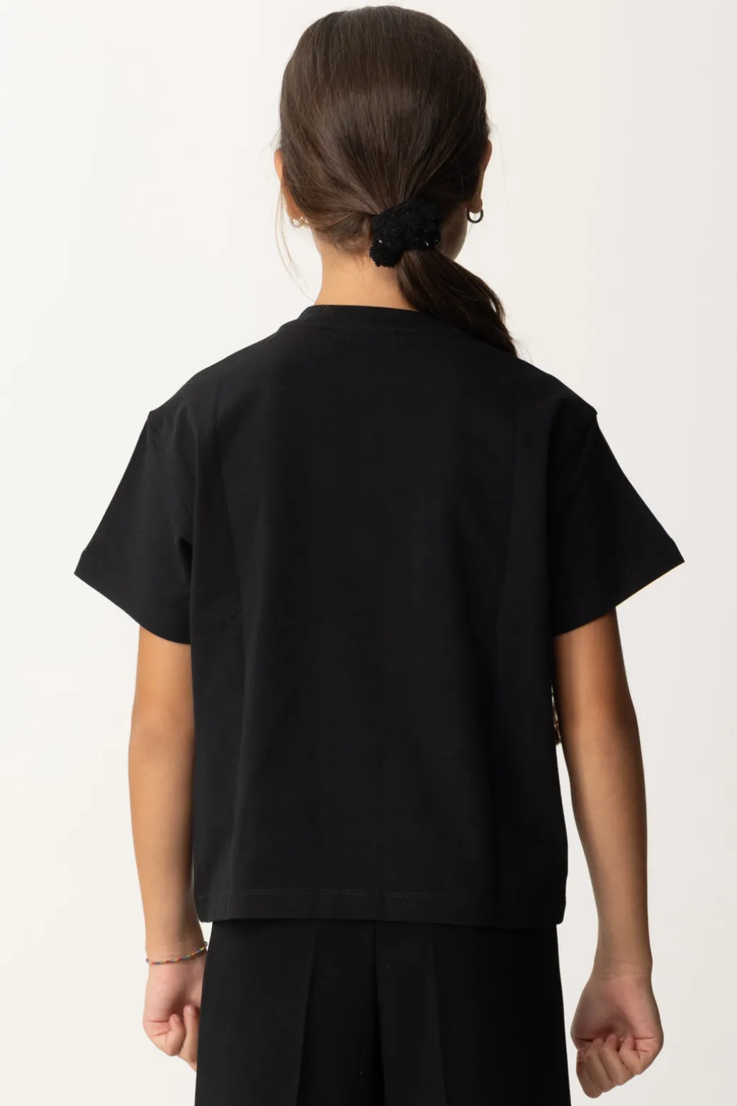 Elisabetta Franchi Bambina T-shirt con Toppa "1998"NERO RICAMO AVORIO