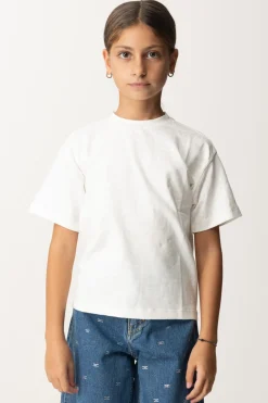 Elisabetta Franchi Bambina T-shirt con Stampa Lettering All-overPANNA CHIARO
