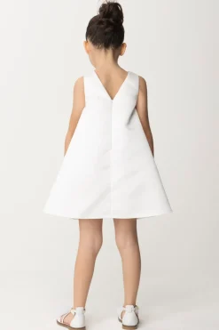 Elisabetta Franchi Bambina Abito Svasato In Duchesse con Placca LogoLIGHT CREAM