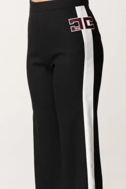 Elisabetta Franchi Bambina Pantalone con Bande Laterali e LogoNERO/AVORIO/ROUGE NOIR-AVORIO